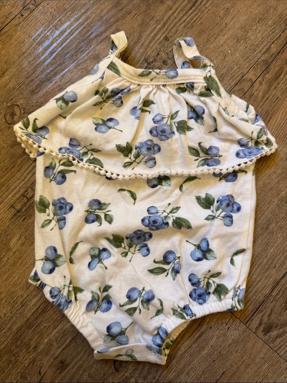 Jessica Simpson Cream Romper with Blue Floral Berries